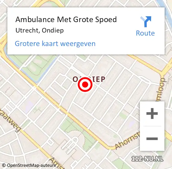 Locatie op kaart van de 112 melding: Ambulance Met Grote Spoed Naar Utrecht, Ondiep op 8 augustus 2018 21:31