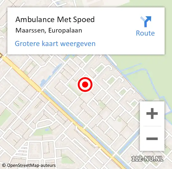 Locatie op kaart van de 112 melding: Ambulance Met Spoed Naar Maarssen, Europalaan op 8 augustus 2018 21:56