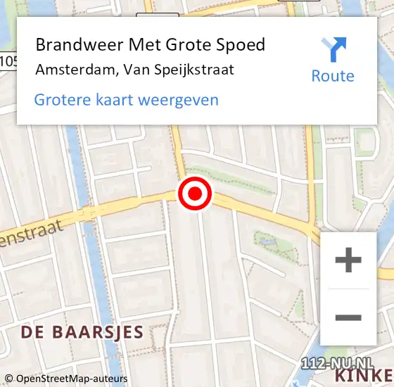Locatie op kaart van de 112 melding: Brandweer Met Grote Spoed Naar Amsterdam, Van Speijkstraat op 8 augustus 2018 22:19
