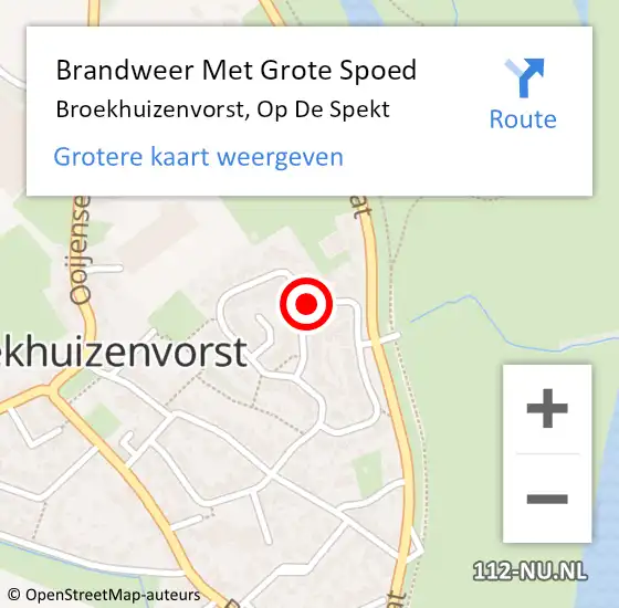 Locatie op kaart van de 112 melding: Brandweer Met Grote Spoed Naar Broekhuizenvorst, Op De Spekt op 8 augustus 2018 22:48