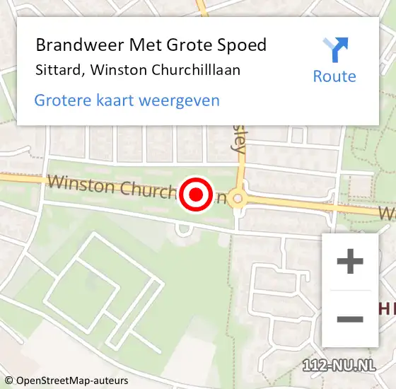 Locatie op kaart van de 112 melding: Brandweer Met Grote Spoed Naar Sittard, Winston Churchilllaan op 8 augustus 2018 23:27