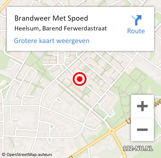 Locatie op kaart van de 112 melding: Brandweer Met Spoed Naar Heelsum, Barend Ferwerdastraat op 9 augustus 2018 01:11