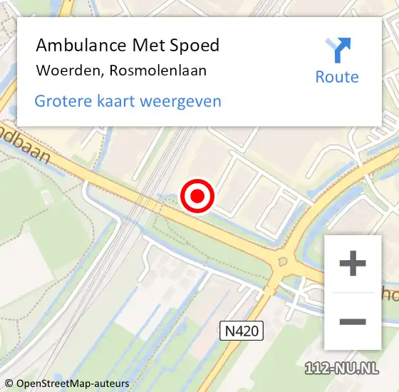 Locatie op kaart van de 112 melding: Ambulance Met Spoed Naar Woerden, Rosmolenlaan op 9 augustus 2018 03:21