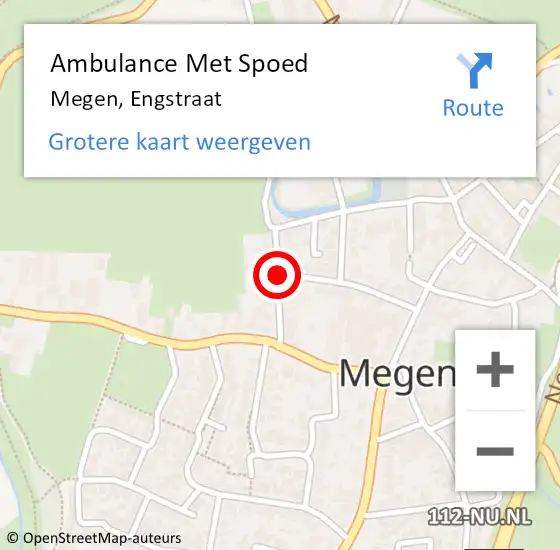 Locatie op kaart van de 112 melding: Ambulance Met Spoed Naar Megen, Engstraat op 9 augustus 2018 04:05