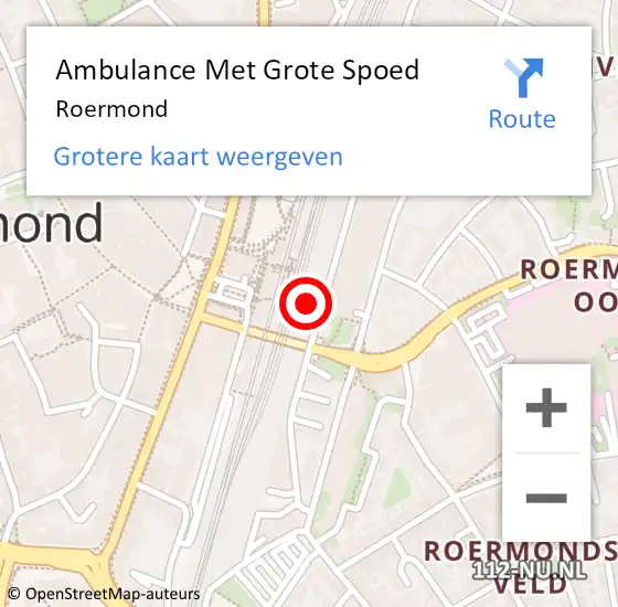 Locatie op kaart van de 112 melding: Ambulance Met Grote Spoed Naar Roermond op 9 augustus 2018 05:52