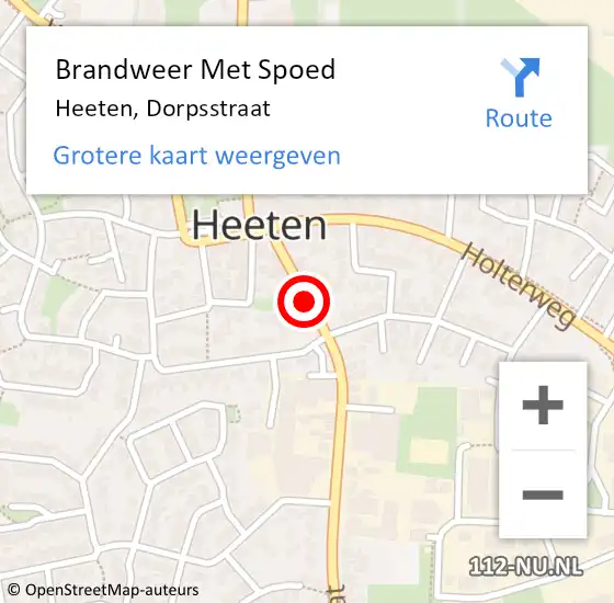 Locatie op kaart van de 112 melding: Brandweer Met Spoed Naar Heeten, Dorpsstraat op 9 augustus 2018 06:49