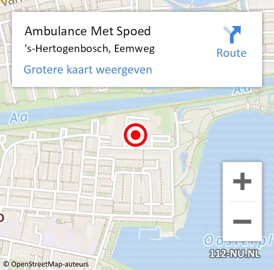Locatie op kaart van de 112 melding: Ambulance Met Spoed Naar 's-Hertogenbosch, Eemweg op 9 augustus 2018 08:20