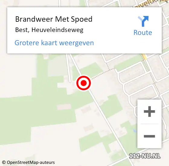 Locatie op kaart van de 112 melding: Brandweer Met Spoed Naar Best, Heuveleindseweg op 9 augustus 2018 08:41