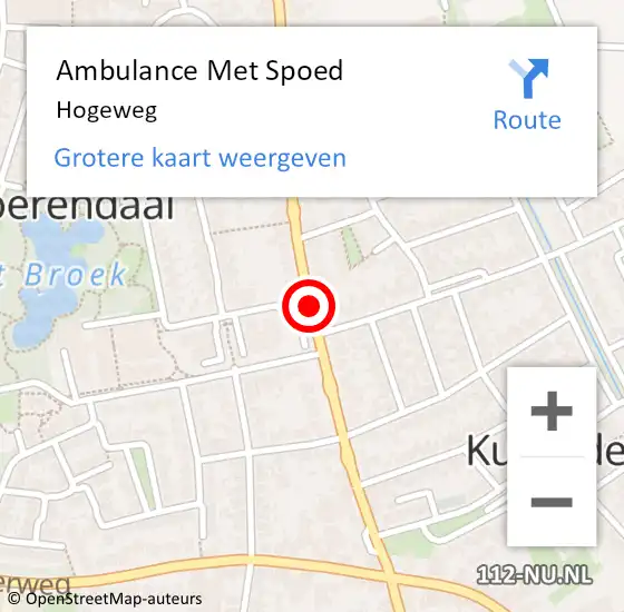 Locatie op kaart van de 112 melding: Ambulance Met Spoed Naar Hogeweg op 9 augustus 2018 08:56
