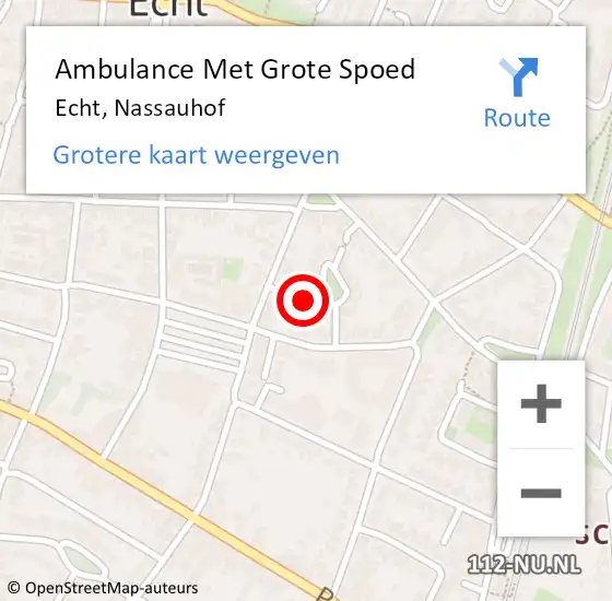 Locatie op kaart van de 112 melding: Ambulance Met Grote Spoed Naar Echt, Nassauhof op 9 augustus 2018 09:04