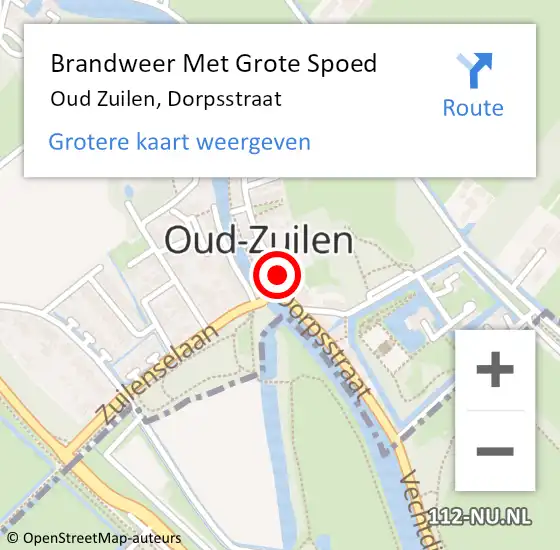 Locatie op kaart van de 112 melding: Brandweer Met Grote Spoed Naar Oud Zuilen, Dorpsstraat op 9 augustus 2018 10:03