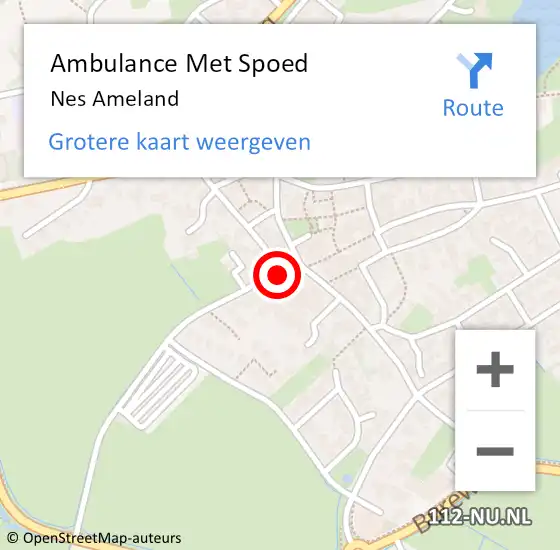 Locatie op kaart van de 112 melding: Ambulance Met Spoed Naar Nes Ameland op 9 augustus 2018 10:54