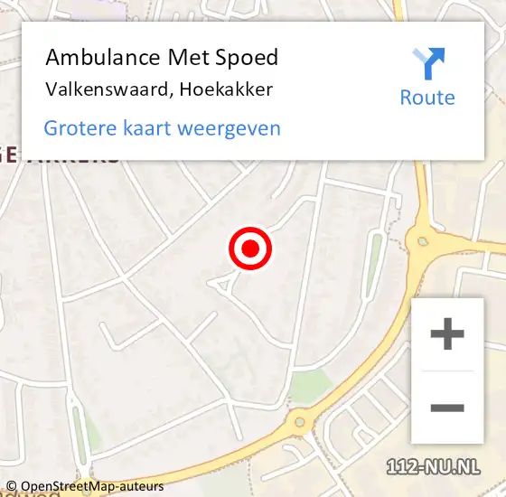 Locatie op kaart van de 112 melding: Ambulance Met Spoed Naar Valkenswaard, Hoekakker op 9 augustus 2018 11:04