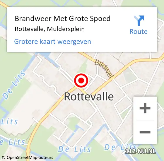 Locatie op kaart van de 112 melding: Brandweer Met Grote Spoed Naar Rottevalle, Muldersplein op 5 maart 2014 14:32