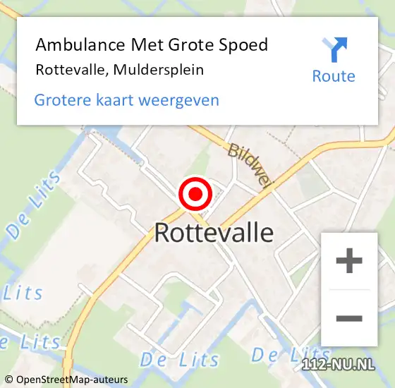 Locatie op kaart van de 112 melding: Ambulance Met Grote Spoed Naar Rottevalle, Muldersplein op 5 maart 2014 14:33