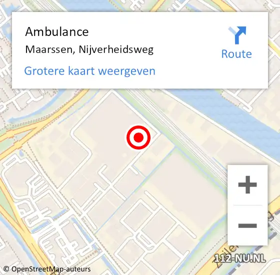 Locatie op kaart van de 112 melding: Ambulance Maarssen, Nijverheidsweg op 9 augustus 2018 11:45