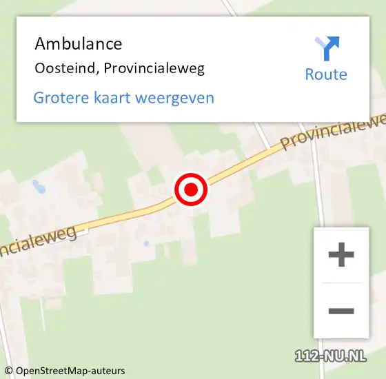 Locatie op kaart van de 112 melding: Ambulance Oosteind, Provincialeweg op 9 augustus 2018 11:59