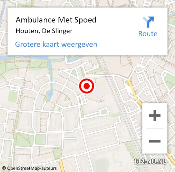 Locatie op kaart van de 112 melding: Ambulance Met Spoed Naar Houten, De Slinger op 9 augustus 2018 12:06