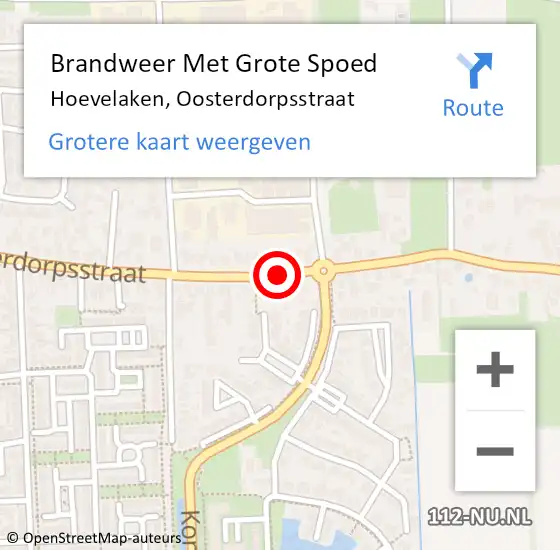 Locatie op kaart van de 112 melding: Brandweer Met Grote Spoed Naar Hoevelaken, Oosterdorpsstraat op 9 augustus 2018 12:16