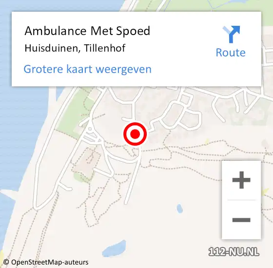 Locatie op kaart van de 112 melding: Ambulance Met Spoed Naar Huisduinen, Tillenhof op 9 augustus 2018 12:23