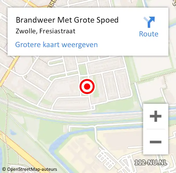 Locatie op kaart van de 112 melding: Brandweer Met Grote Spoed Naar Zwolle, Fresiastraat op 9 augustus 2018 12:39