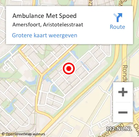 Locatie op kaart van de 112 melding: Ambulance Met Spoed Naar Amersfoort, Aristotelesstraat op 9 augustus 2018 13:14