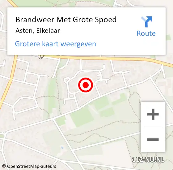 Locatie op kaart van de 112 melding: Brandweer Met Grote Spoed Naar Asten, Eikelaar op 9 augustus 2018 13:27