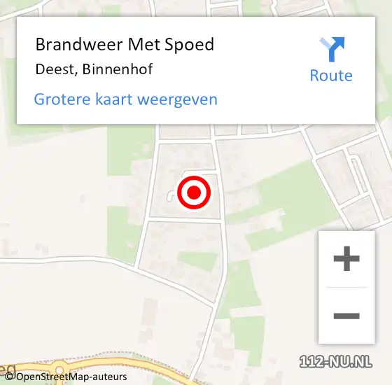 Locatie op kaart van de 112 melding: Brandweer Met Spoed Naar Deest, Binnenhof op 9 augustus 2018 14:04