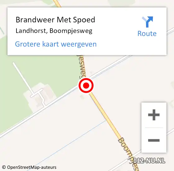 Locatie op kaart van de 112 melding: Brandweer Met Spoed Naar Landhorst, Boompjesweg op 9 augustus 2018 15:07