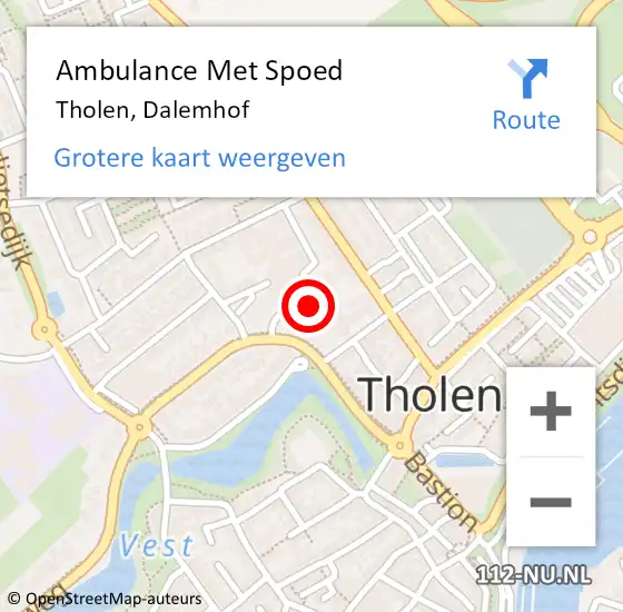 Locatie op kaart van de 112 melding: Ambulance Met Spoed Naar Tholen, Dalemhof op 9 augustus 2018 15:36