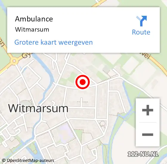 Locatie op kaart van de 112 melding: Ambulance Witmarsum op 9 augustus 2018 16:22