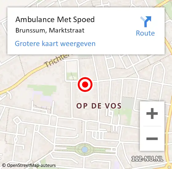 Locatie op kaart van de 112 melding: Ambulance Met Spoed Naar Brunssum, Marktstraat op 5 maart 2014 15:06