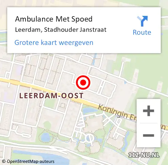 Locatie op kaart van de 112 melding: Ambulance Met Spoed Naar Leerdam, Stadhouder Janstraat op 9 augustus 2018 16:31