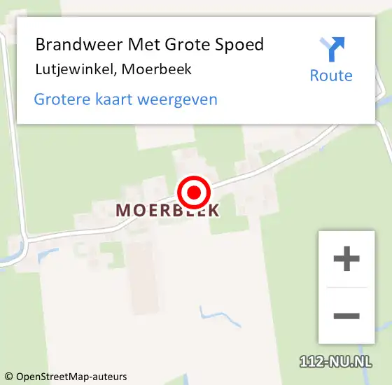 Locatie op kaart van de 112 melding: Brandweer Met Grote Spoed Naar Lutjewinkel, Moerbeek op 9 augustus 2018 17:20