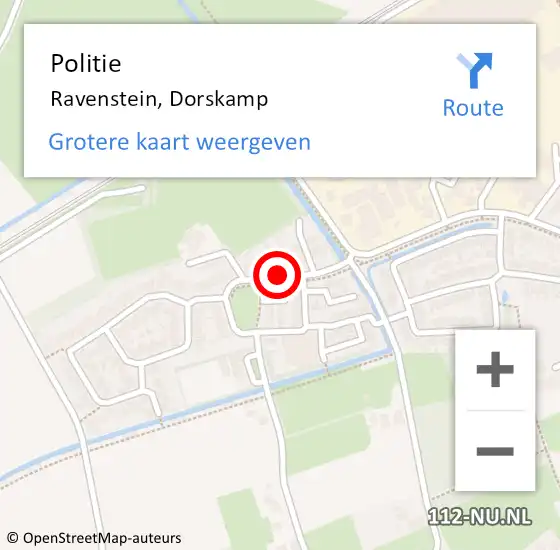 Locatie op kaart van de 112 melding: Politie Ravenstein, Dorskamp op 9 augustus 2018 17:40