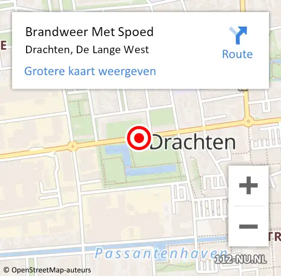 Locatie op kaart van de 112 melding: Brandweer Met Spoed Naar Drachten, De Lange West op 9 augustus 2018 17:54