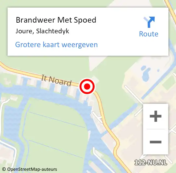 Locatie op kaart van de 112 melding: Brandweer Met Spoed Naar Joure, Slachtedyk op 9 augustus 2018 18:30