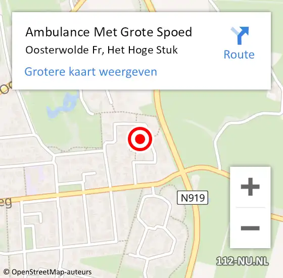 Locatie op kaart van de 112 melding: Ambulance Met Grote Spoed Naar Oosterwolde Fr, Het Hoge Stuk op 5 maart 2014 15:14