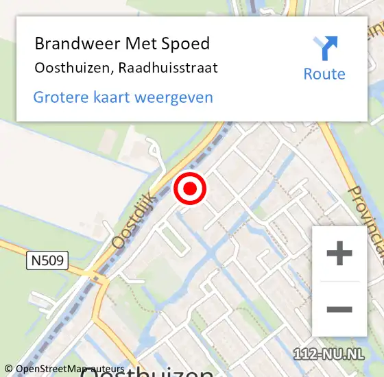 Locatie op kaart van de 112 melding: Brandweer Met Spoed Naar Oosthuizen, Raadhuisstraat op 9 augustus 2018 18:38