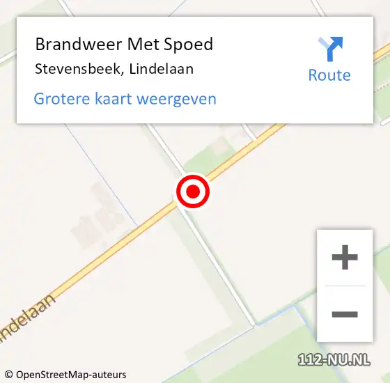 Locatie op kaart van de 112 melding: Brandweer Met Spoed Naar Stevensbeek, Lindelaan op 9 augustus 2018 19:02