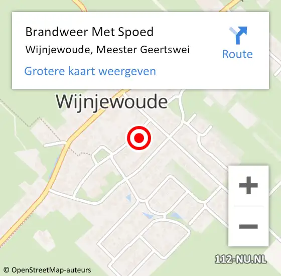 Locatie op kaart van de 112 melding: Brandweer Met Spoed Naar Wijnjewoude, Meester Geertswei op 5 maart 2014 15:16