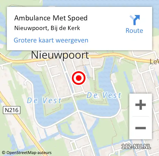 Locatie op kaart van de 112 melding: Ambulance Met Spoed Naar Nieuwpoort, Bij de Kerk op 9 augustus 2018 19:59