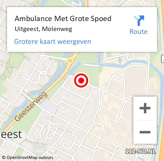 Locatie op kaart van de 112 melding: Ambulance Met Grote Spoed Naar Uitgeest, Molenweg op 9 augustus 2018 20:16