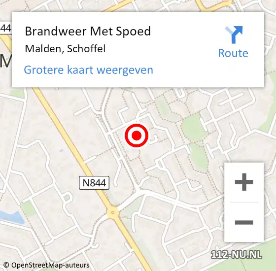 Locatie op kaart van de 112 melding: Brandweer Met Spoed Naar Malden, Schoffel op 9 augustus 2018 20:19