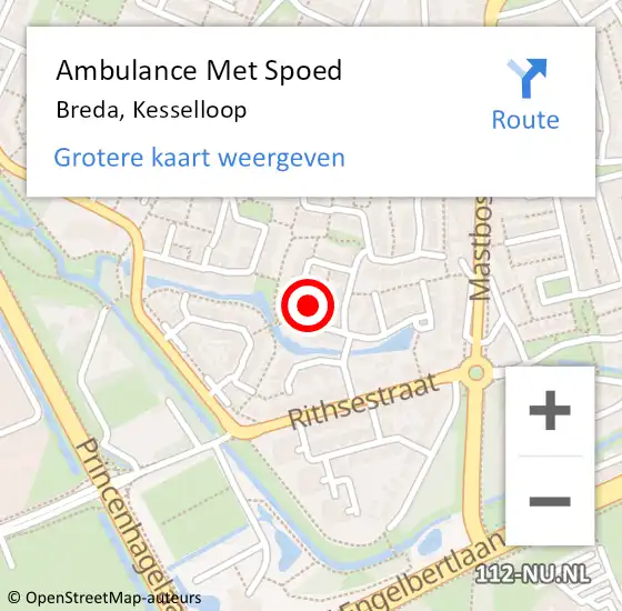 Locatie op kaart van de 112 melding: Ambulance Met Spoed Naar Breda, Kesselloop op 9 augustus 2018 20:31