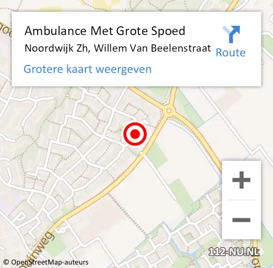 Locatie op kaart van de 112 melding: Ambulance Met Grote Spoed Naar Noordwijk Zh, Willem Van Beelenstraat op 9 augustus 2018 20:35
