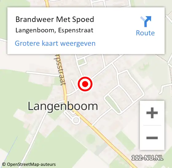 Locatie op kaart van de 112 melding: Brandweer Met Spoed Naar Langenboom, Espenstraat op 9 augustus 2018 20:58