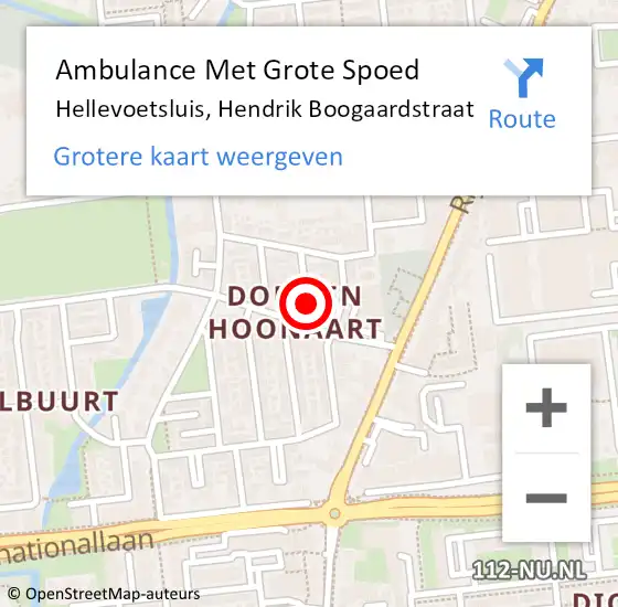 Locatie op kaart van de 112 melding: Ambulance Met Grote Spoed Naar Hellevoetsluis, Hendrik Boogaardstraat op 9 augustus 2018 21:09
