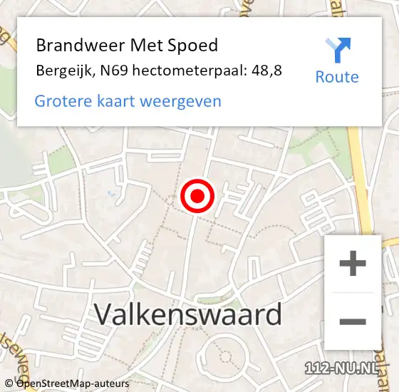 Locatie op kaart van de 112 melding: Brandweer Met Spoed Naar Bergeijk, N69 hectometerpaal: 48,8 op 9 augustus 2018 21:26