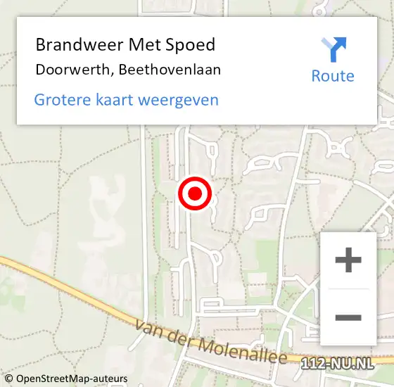 Locatie op kaart van de 112 melding: Brandweer Met Spoed Naar Doorwerth, Beethovenlaan op 9 augustus 2018 21:35